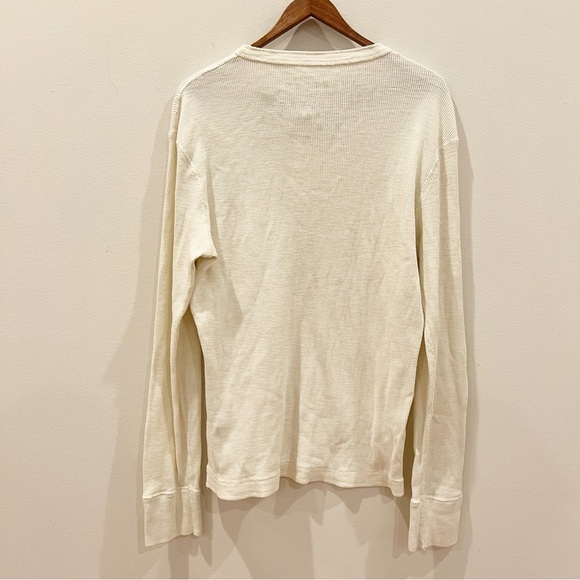 American Eagle Shirt Mens Medium White Thermal Waffle Knit Henley Vintage Fit - Picture 2 of 8